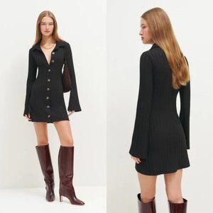 New Reformation Benton Knit Ribbed Dress in Black size S #1456
